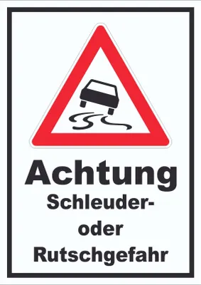 Produktbild von Schild Achtung Schleuder- oder Rutschgefahr A5 Rückseite selbstklebend
