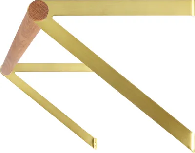 Immagine prodotto di Natural Goods Berlin GARD REINICKENDORF, supporto per appendiabiti, montaggio a parete, appendiabiti a muro, oro antico, con asta rotonda in rovere 130cm, 2 pezzi
