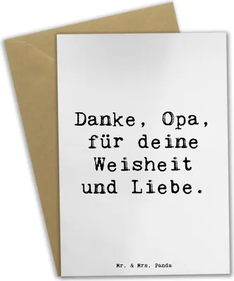 Produktbild von Mr. & Mrs. Panda Grußkarte Spruch Opa Weisheit und Liebe - Weiß - Geschenk, Geschenkidee, hochzeitskarten, Danke sagen, weihnachtskarten, Bedanken, handgefertigt, lieben