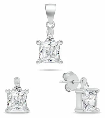 Produktbild von Elegantes Silberschmuckset mit Zirkonen SET260W ( Ohrringe, Anhä nger)