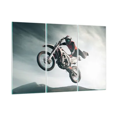 Produktbild von Bilder auf glas - Motor Sport Helm - 165x110cm - Glasbilder - Wandbilder - Kunstdruck - zum Aufhängen bereit - Wanddekoration aus Glas - Glas Bilder - Wandbild auf Glas - 3 Teile - GCE165x110-4069