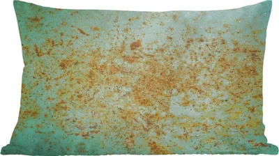 Produktbild von MuchoWow® Zierkissen Sofakissen Wohnzimmer Dekokissen 60x40 cm Rost - Türkis - Metall - Kopfkissen - Polster mit Foto