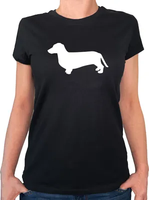 Produktbild von Huuraa Damen T-Shirt Dackel Silhouette S Black Bio Baumwolle Fairtrade Damenshirt Geschenkidee