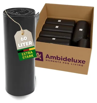 Image de Sacs poubelle extra résistants 60 litres, 20 rouleaux
