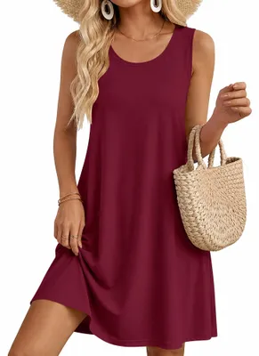 Produktbild von AUSELILY Ärmelloses Mini-Kleid für Damen Weinrot S