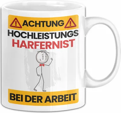 Produktbild von Harfenist Tasse Geschenk Lustiger Spruch Geschenkidee für Harfenist Achtung Hochleistungs Harfenist Bei Der Arbeit (Weiß)