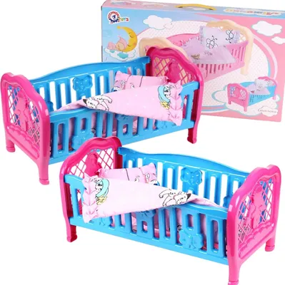Produktbild von Kinderbett für Puppen, Plüschtiere, Bettwäsche, Kissen, solide Konstruktion, 4494