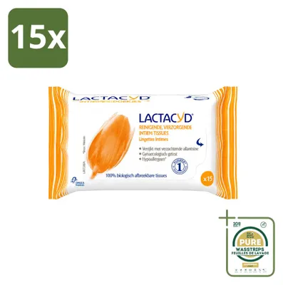 Obrázok produktu pre 15 ks čistiacich vlhčených obrúskov Lactacyd Classic na intímnu hygienu – biologicky odbúrateľné – balenie