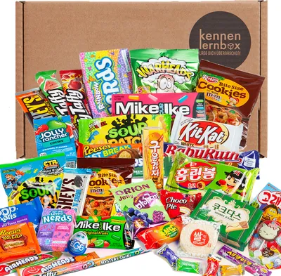 Produktbild von Giant Box | Kennenlernbox mit 40 beliebten Süßigkeiten aus USA und Korea | Geschenkidee für besondere Anlässe wie zum Geburtstag
