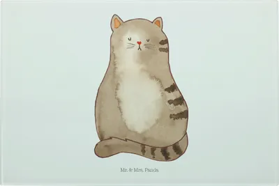 Produktbild von Mr. & Mrs. Panda Hackbrett Katze Sitzen - Weiß - Geschenk, Schneidebrett Aus Glas, Schneideplatte, Katzen, Schneidbrett, Familie, Cat, Cats