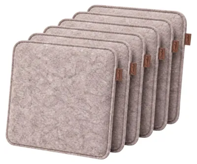 Produktbild von G.mütlich Filz Stuhlkissen eckig, Sitzkissen quadratisch, Anti Rutsch Polster Bank, Beige 6 Stück 40x40 cm