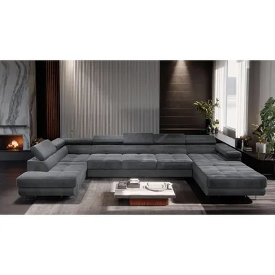 Produktbild von MUFFO Ecksofa U-Form Links WILD MAXI U mit Schlaffunktion 125x318 Velours Grau
