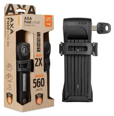 Obrázok produktu pre Skladací zámok Axa Fold 80 Lite Duo Pack s podobnými kľúčmi - čierny