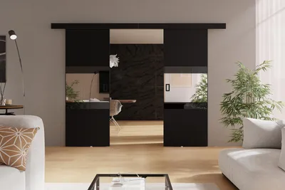 Produktbild von KIER FURNITURE Schiebetüren LUMBA DUO - 132x205x1,6 cm - Schwarz
