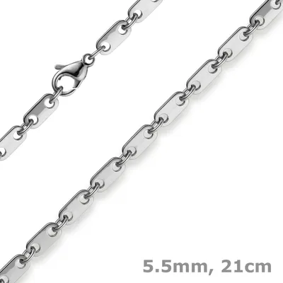 Produktbild von 5,5mm Armband Armkette Plattenkette aus 585 Gold Weißgold massiv 21cm Uni