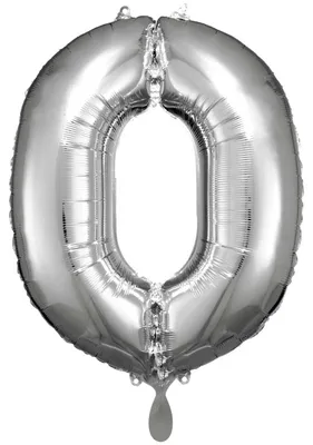 Zdjęcie produktu dla Balon foliowy cyfra 0 srebrny - 83 cm