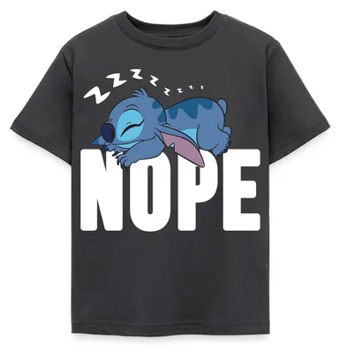 Produktbild von Lilo & Stitch | Schlafender Stitch Nope Kinder T-Shirt, 98/104 (3-4 Jahre), Dunkelgrau