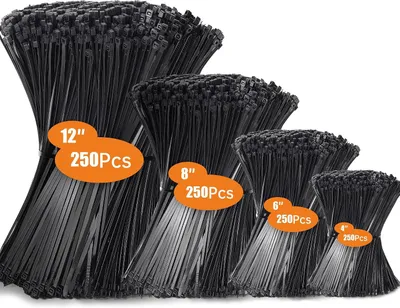 Produktbild von Schwarzes Kabelbinder-Set – 100-150-200-300 mm Kabelbinder UV-beständig – Nylon-Kabelbinder – Verschiedene Größen für das Kabelmanagement