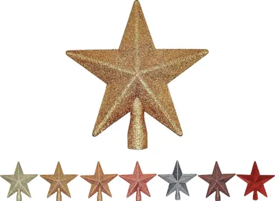 Produktbild von Bambelaa! Weihnachtsbaumspitze Christbaum Dekoration Weihnachten Ornament Glitzernd Stern Größe Ca. 18 cm Gold