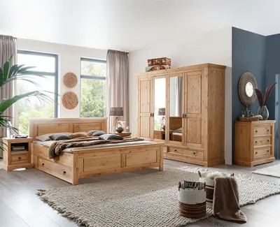 Produktbild von Schlafzimmer Set 7-teilig, Kiefer massiv eichefarben geölt, STEINKJER-69
