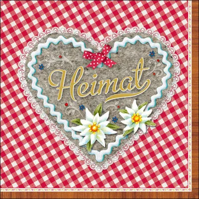 Produktbild von Servietten Papier 33x33cm 3-lagig kariert mit Herz Motiv 20 Stk.