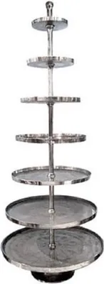Produktbild von Casa Padrino Luxus Etagere 7-Stufig Silber Ø 90 x H. 240 cm - Hotel & Restaurant Accessoires
