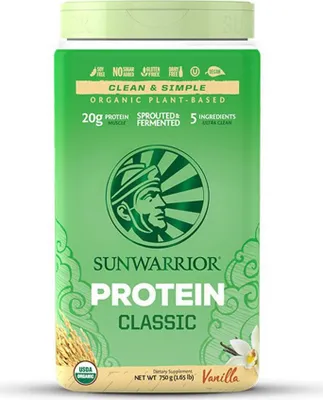 Obrázok produktu pre Sunwarrior Protein Classic 750 g vanilka / Rastlinné proteíny / Lahodný rastlinný proteín z hnedej ryže s hypoalergénnym zložením