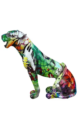Zdjęcie produktu dla Gilde Figur, Gepard, "Street Art", Graffiti, Kunstharz, mehrfarbig, VE 2, L. 6 cm, B. 20 cm, H. 20 cm 37204 4063387372043
