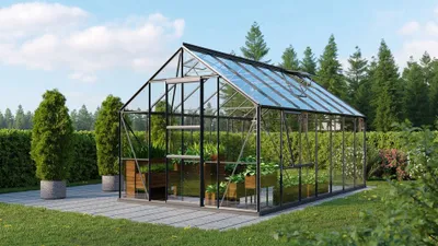 Obrázek produktu pro Vitavia skleník "Meridian 1 11500" černý 11,5 m² 3 mm tvrzené bezpečnostní sklo