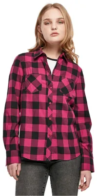 Imagen del producto de Camisa de franela a cuadros para mujer Urban Classics, modelo "Turnup", color violeta/, talla XXL