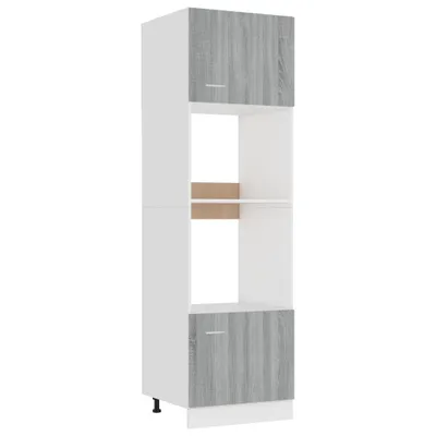 Image de vidaXL Armoire micro-ondes Lyon Gris Sonoma 60x57x207 cm Matériau dérivé du bois