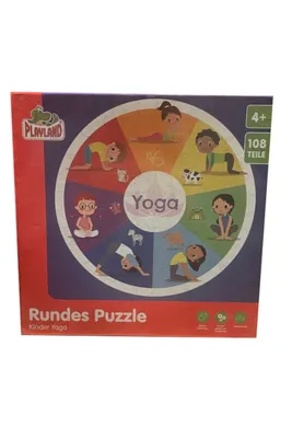 Produktbild von Playland Rundes Puzzle, Extra Große Puzzleteile,108 Teile Kinder Yoga
