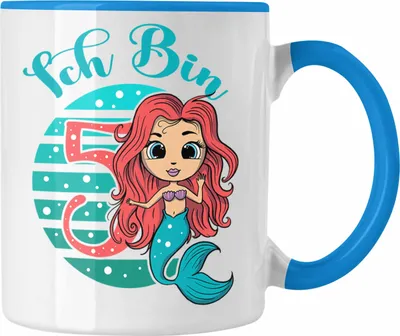 Produktbild von Trendation - Lustige Meerjungfrau-Tasse 5. Geburtstag Geschenk für Mädchen (Blau)