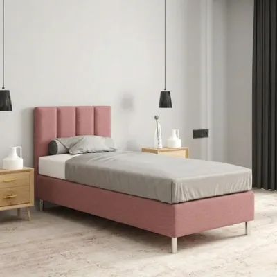 Produktbild von Hotelbett 80x200 cm - Rosa - Polsterbett für Hotels und Pensionen - Boxspringbett - Wasserabweisend - Als Doppelbett Stellbar - THIRA