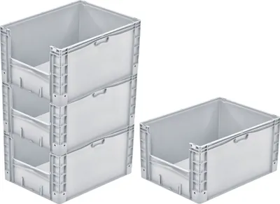 Produktbild von SparSet 4x Euro-Norm Großbehälter Insight | HxBxT 42x60x80cm | 168 Liter | Grau  | Eurobehälter, Transportbox, Transportbehälter, Stapelbehälter