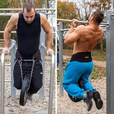 Produktbild von Dip-Gürtel mit Kette 106 cm Stahkette - Trainingspläne - Gewichtsgürtel für Krafttraining Bodybuilding Gewichtheben und Klimmzüge - Für Frauen und Männer
