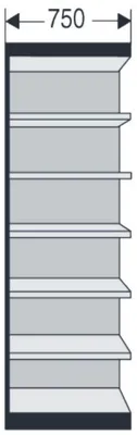 Produktbild von Büroregal Progress 2000 Regalfeld 75x40x260cm 7 Böden m. Rückwand schwarz/lichtgrau