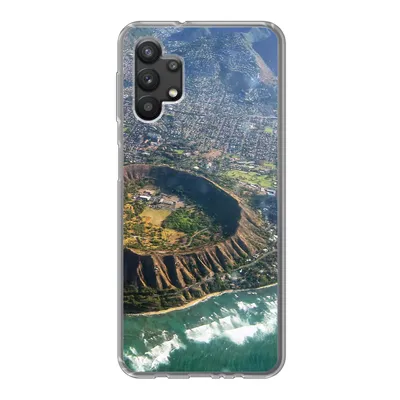 Produktbild von MuchoWow® Handyhülle Schutzhülle Hülle für Samsung Galaxy A32 5G Ein Luftbild von Honolulu und einem erloschenen Krater auf Hawaii Silikon Softcase Handy Hülle - Softcase