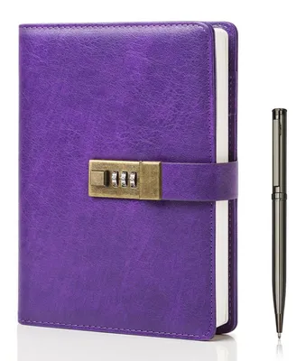 Immagine prodotto di Diario con chiusura a lucchetto, formato A5, in ecopelle, 240 pagine, stile vintage, con penna inclusa, colore viola, dimensioni 21,8 x 14,7 cm