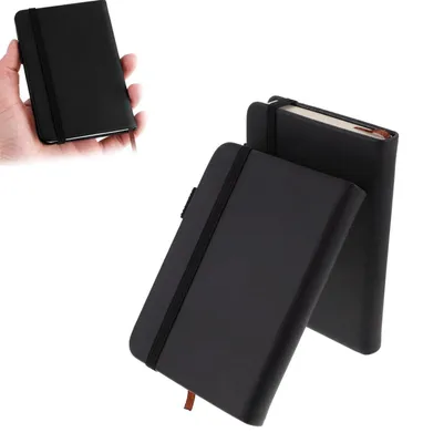 Produktbild von 2x Mini Notizbuch A7 Leder Schwarz 100 Blatt