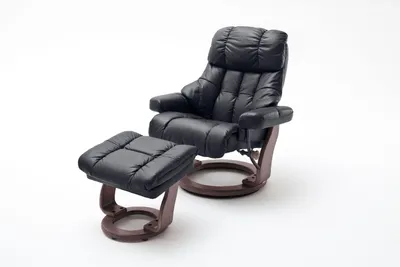 Produktbild von CALGARY XXL Relaxer 180 mit Hocker, Farbe:Schwarz/Walnussfarben