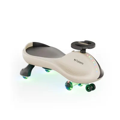 Image de Voiture à pédales pour enfants Tulano Focus 35 Beige - Véhicule Gravity Ride-On avec lumières LED pour enfants à partir de 3 ans - Auto Swing Car Rutscher