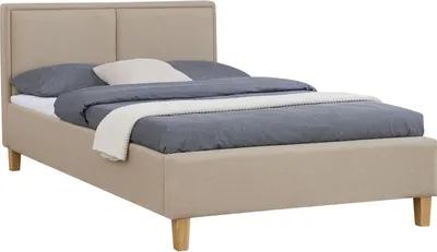 Produktbild von Polsterbett ANAIS Bettgestell Einzelbett 120x200 cm Designbett inklusive Lattenrost, Stoffbezug in beige