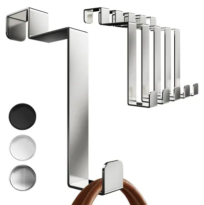 Produktbild von Aurelia Home Premium Türhaken für die Innenseite, 6er Set - Silber Türhaken zum Aufhängen, Türgarderobe, Handtuchhalter und Garderobenhaken für die Tür