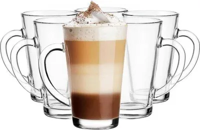 Produktbild von Latte Macchiato Gläser Set mit Henkel - 6x 300 ml - Vielseitige Trinkgläser