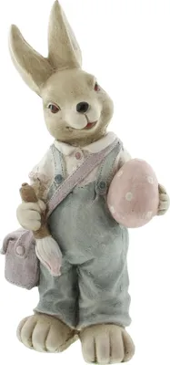 Produktbild von Osterfigur Hasenjunge 'Malstunde' aus Polyresin, detailliert bemalt, 48 cm hoch