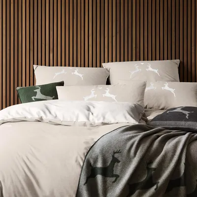 Produktbild von elegante Soft-Flanell Bettwäsche Alpenchic Hirsche 135x200 cm + 80x80 cm natur