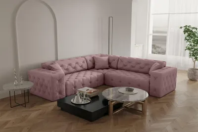 Produktbild von Ecksofa Designersofa CHANTAL in Stoff Opera Velvet Pink Seite Universal