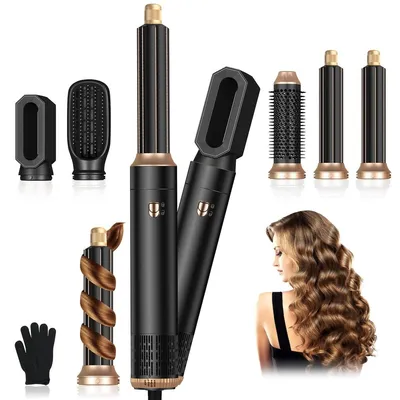 Image de Brosse soufflante - 1000 W - 5 embouts - 3 températures - Noir