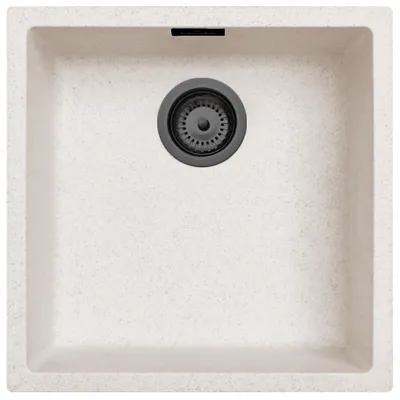 Productafbeelding van Keukenwastafel 40x40 cm, zandkleur, wit, onderbouwmodel, serie Pure.Sink